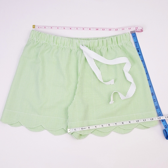 ELLIE O Vintage Linens Drawstring Shorts, Spring Cut, Green Stripe Made in Egypt - Picture 5 of 5
